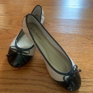 Kelly & Katie white & black ballet flats.